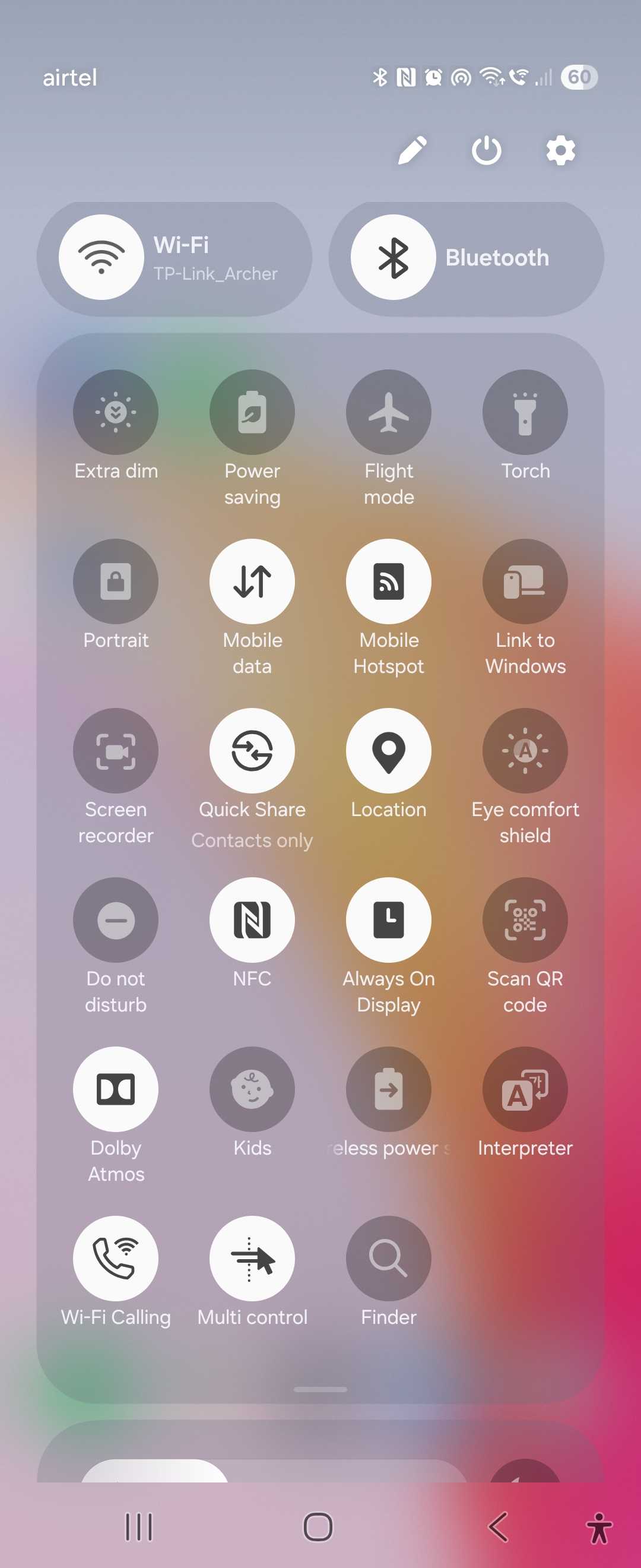 پنل تنظیمات Samsung Galaxy One UI