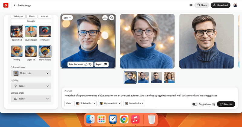تصاویر تولید شده در Adobe Firefly با فیلترها و سبک‌های مختلف اعمال‌شده