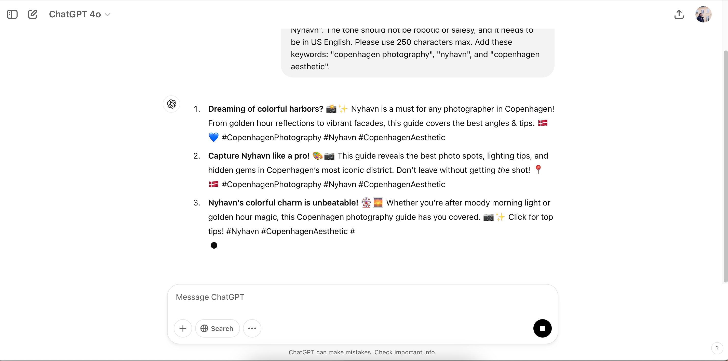تولید محتوای Pinterest در ChatGPT