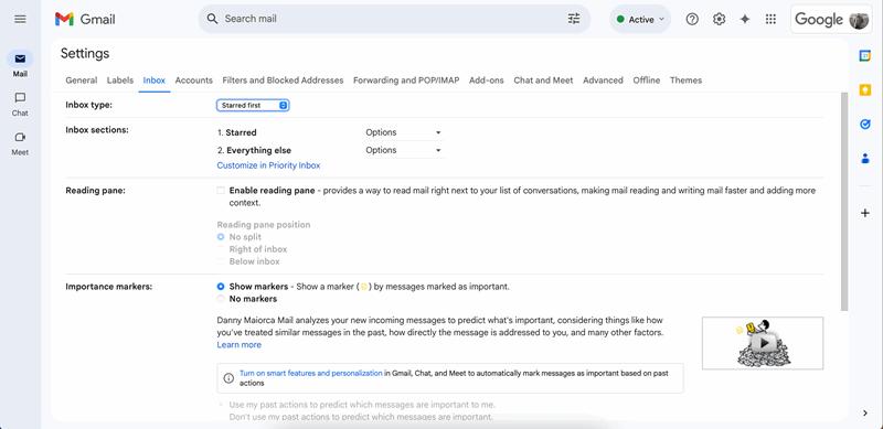 بخش ستاره‌دار اول در جیمیل