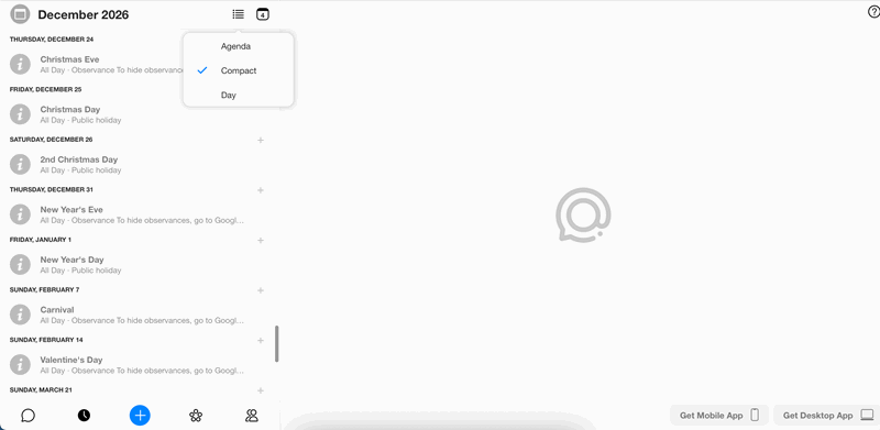 ویرایش نمای تقویم در برنامه Spike