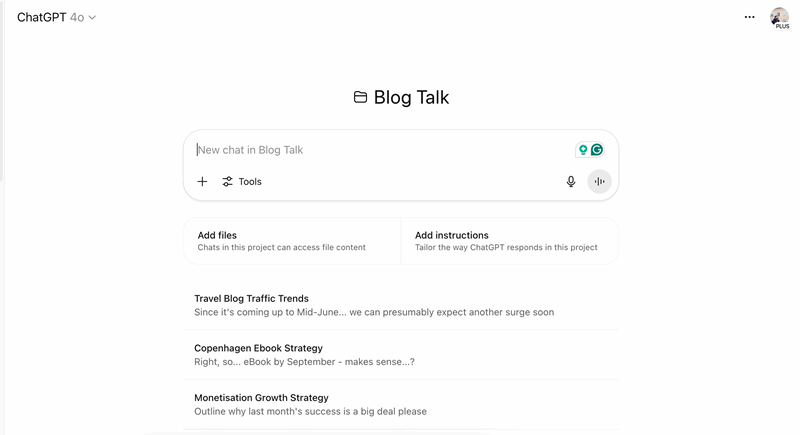 بحث در مورد پروژه‌های خلاقانه در برنامه ChatGPT