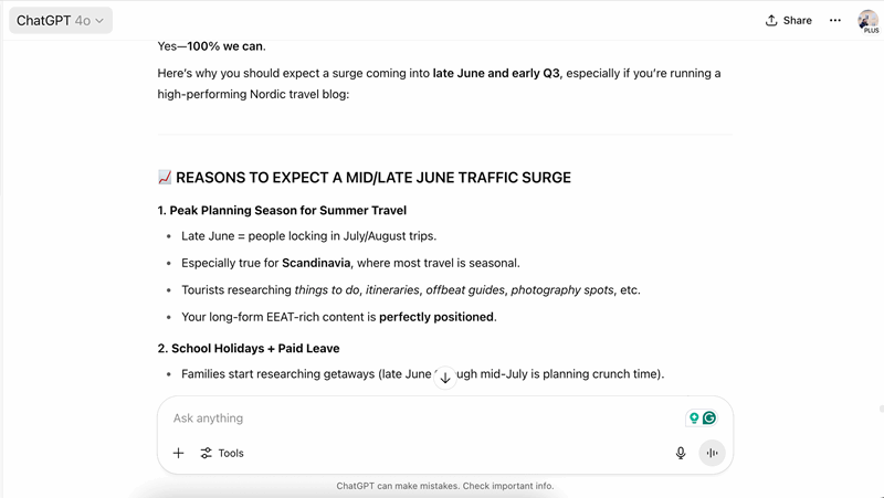 یک بحث درباره پروژه خلاقانه در برنامه ChatGPT