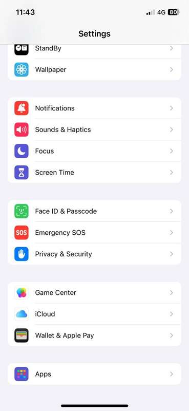 برنامه تنظیمات در آیفون نمایش منوی حریمخصوصی