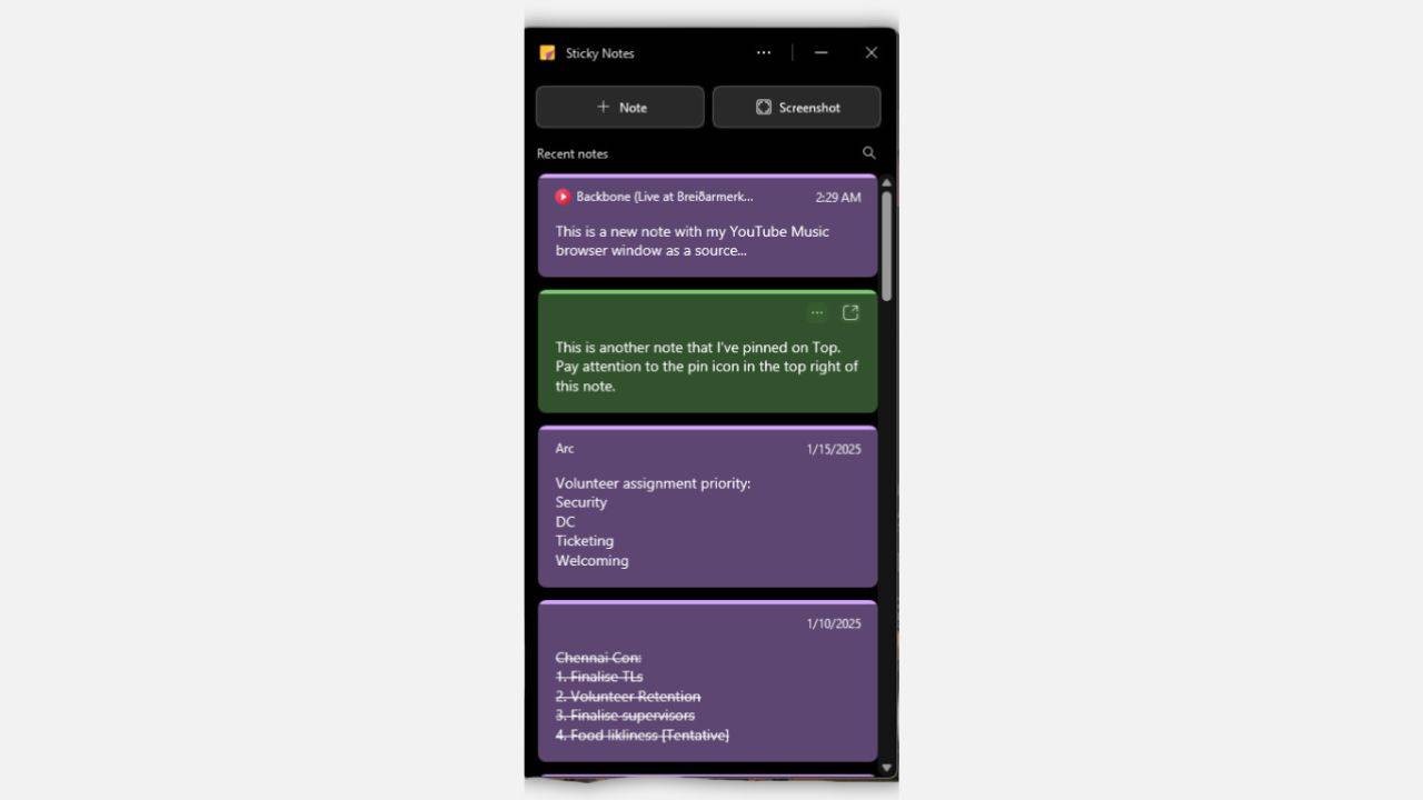 برنامه Sticky Notes جدید در ویندوز 11