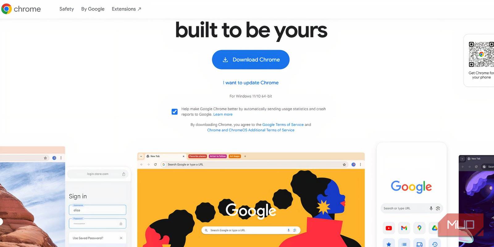 صفحهٔ رسمی دانلود Chrome که در Chrome اجرا می‌شود