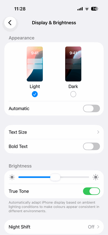 تنظیم رنگ واقعی در آیفون