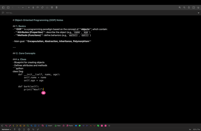 تایپ در Markdown در Drafts