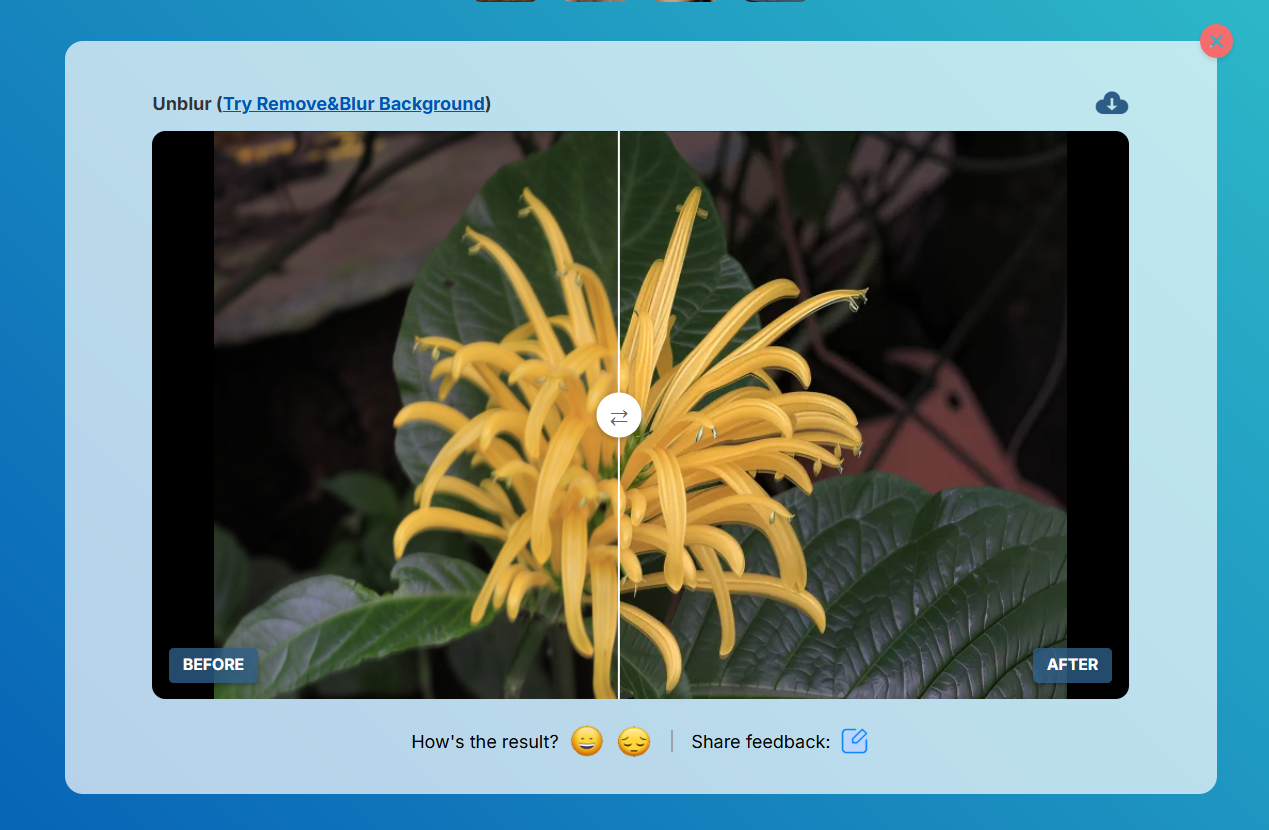 عکس قبل و بعد Unblur