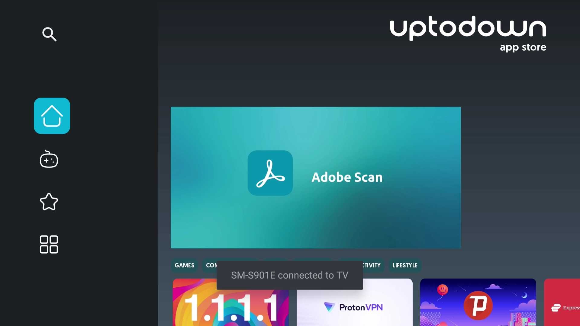 صفحهٔ اصلی فروشگاه برنامه Uptodown روی تلویزیون گوگل