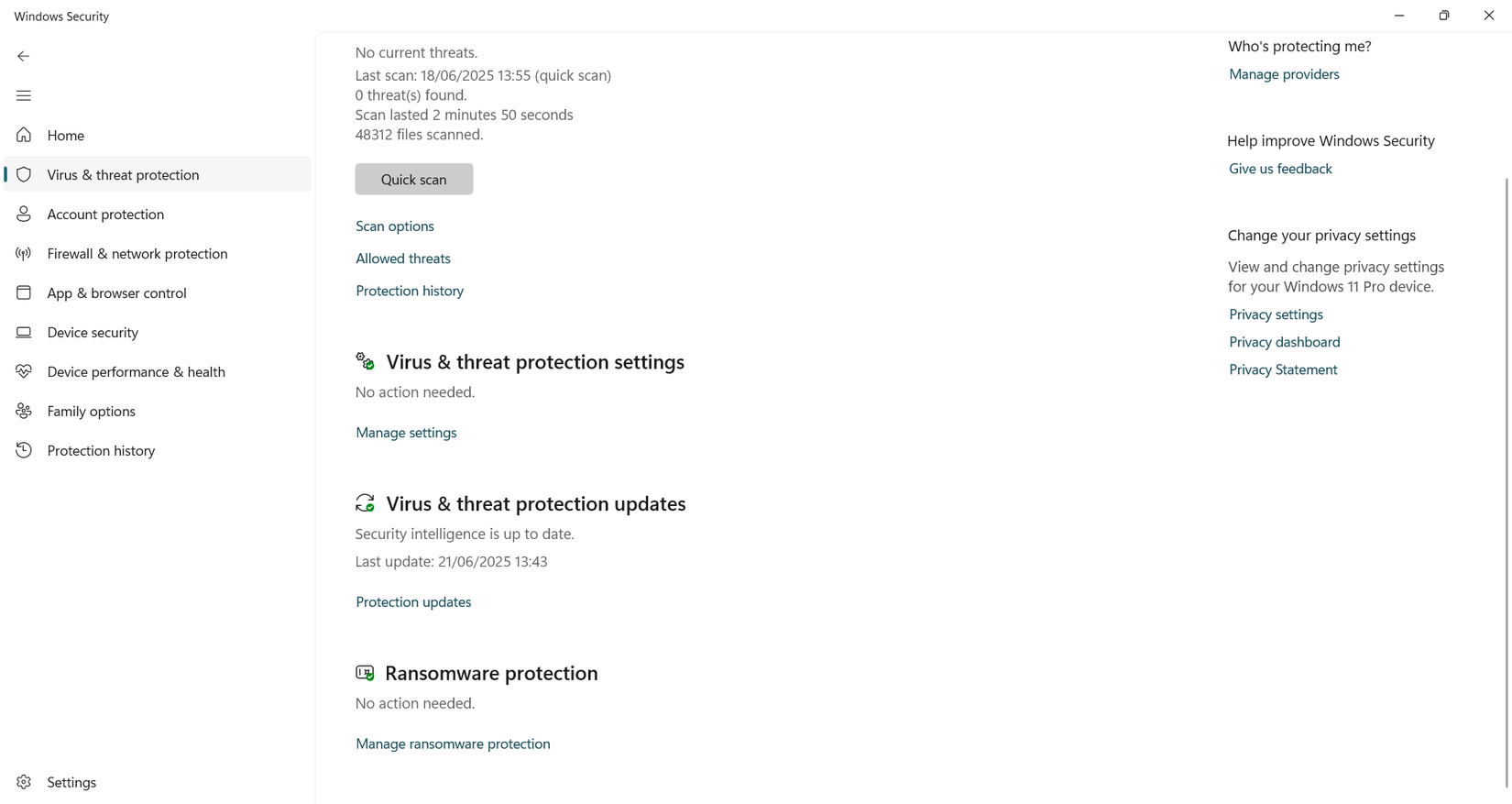 محافظت از ویروس و تهدید در ویندوز سکیوریتی