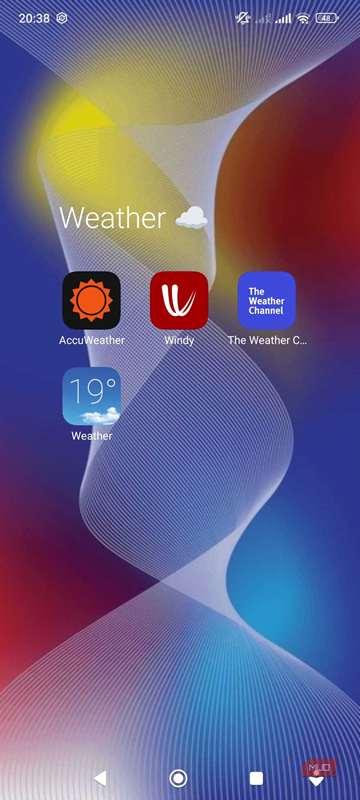 تصویر برنامه های آب و هوا در تلفن اندرویدی.