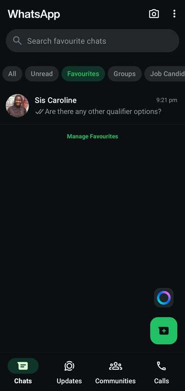 چت واتساپ نمایش دکمه هوش مصنوعی متا