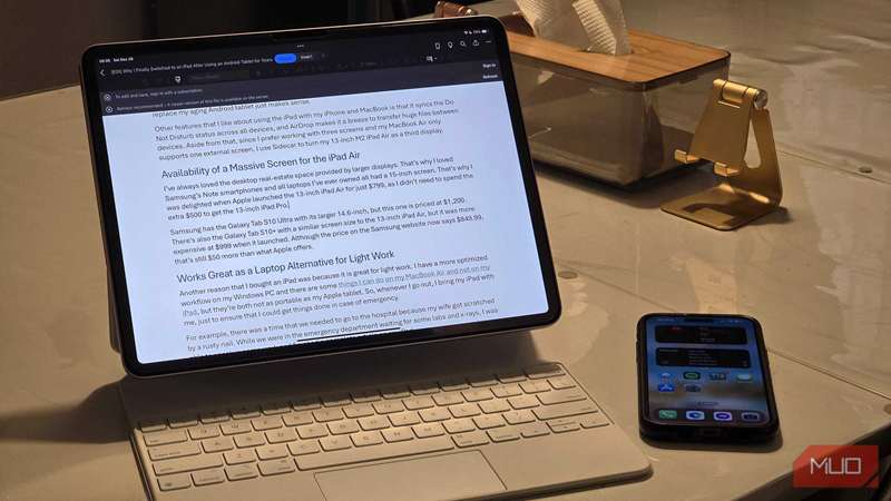 کار بر روی iPad Air در حالی که دور از ایستگاه کارم هستم