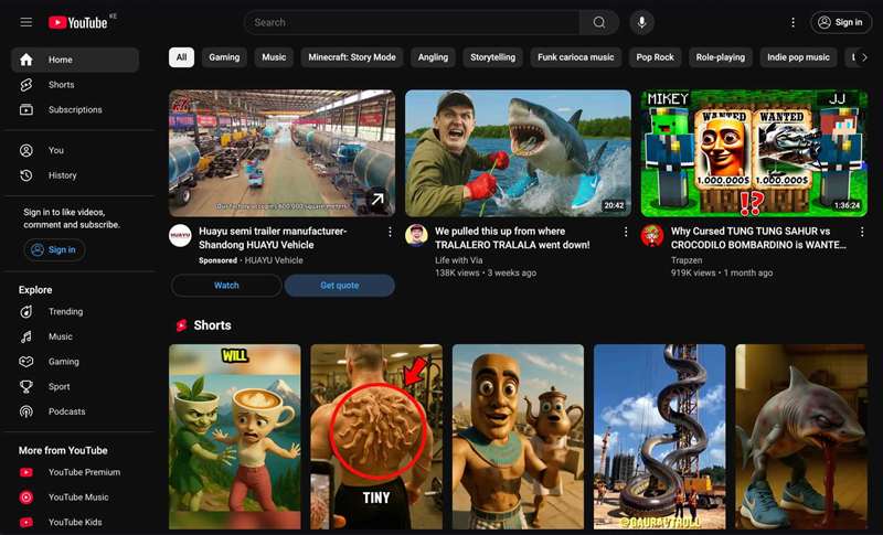 صفحهٔ اصلی یوتیوب پر از کلیکدرستسازی و سنساسیونیسم