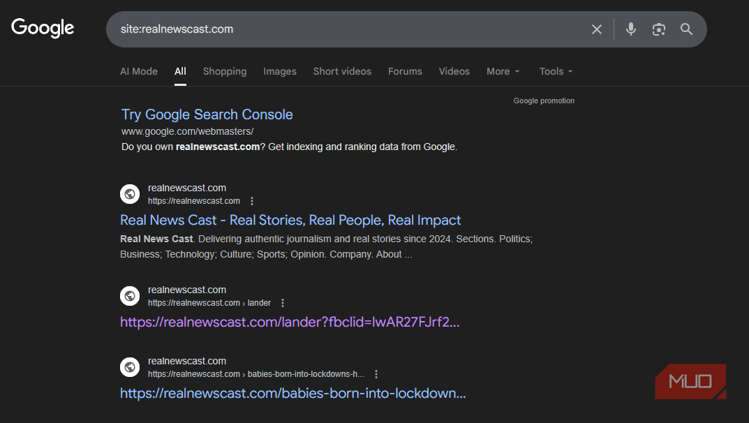جستجوی سایت تقلبی در گوگل ۰۳