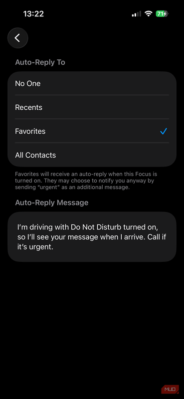 03c پاسخ‌های خودکار در Driving Focus آیفون