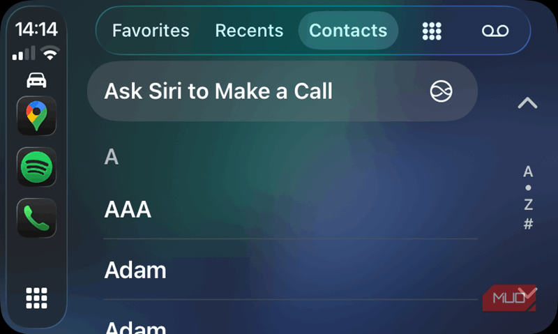 05 صفحه تماس‌های CarPlay