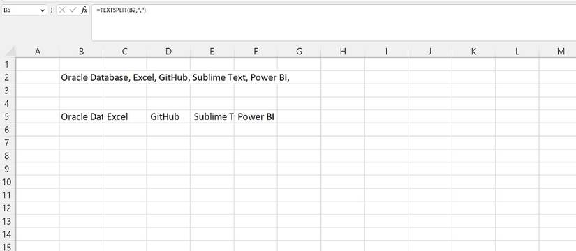 فهرستی از نرم‌افزارهایی که برای نمایش نحوه استفاده از TEXTSPLIT در اکسل به کار رفته‌اند.