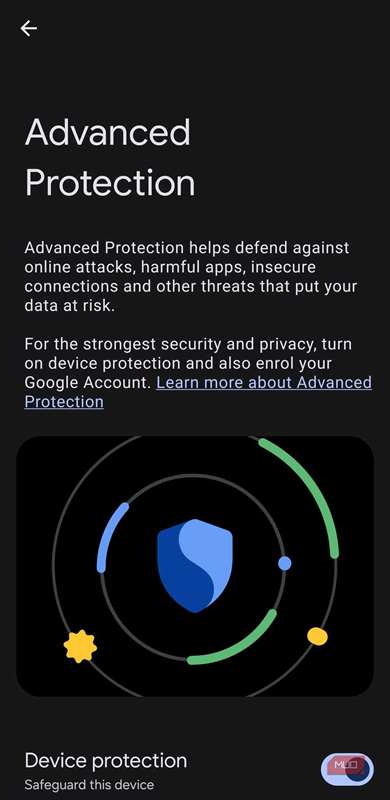 حفاظت پیشرفته دستگاه فعال شد