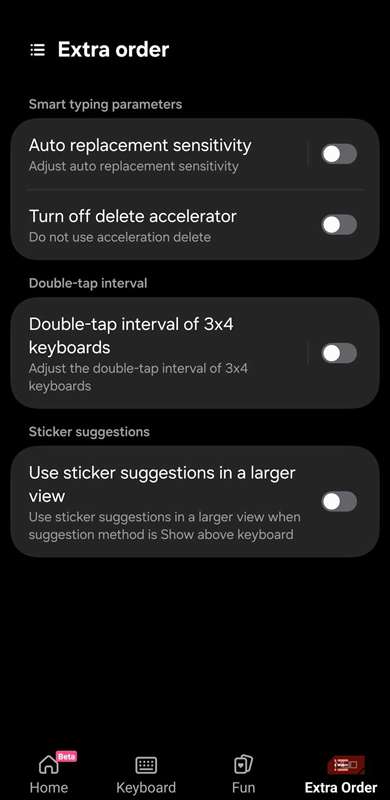 برگه Extra order را در Keys Café باز کنید تا به گزینه‌های تنظیم دقیق دسترسی داشته باشید.