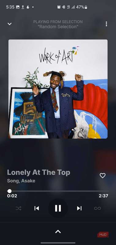 صفحهٔ در حال پخش برنامهٔ Music Harmony