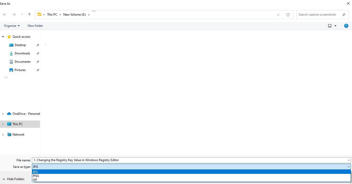 ذخیره تصویر در فرمتهای مختلف در مرورگر فایل ویندوز