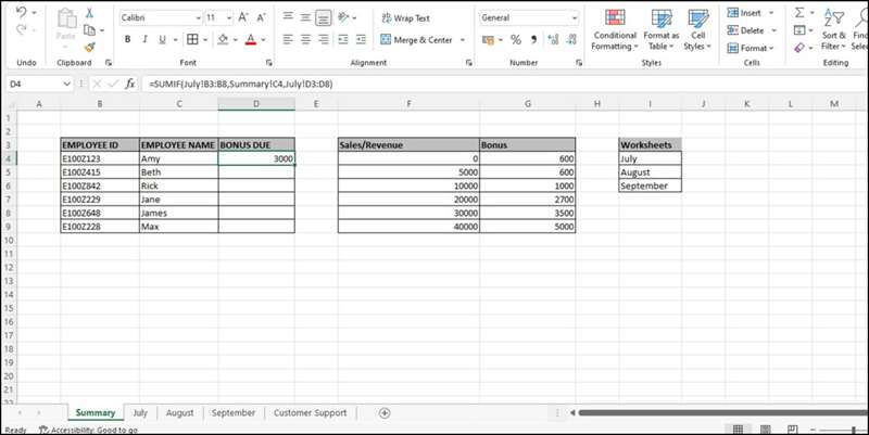 محاسبه گردش مالی فروش با تابع SUMIF