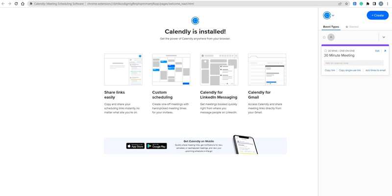 تصویر صفحه‌نمایش افزونه Calendly برای مرورگر Google Chrome