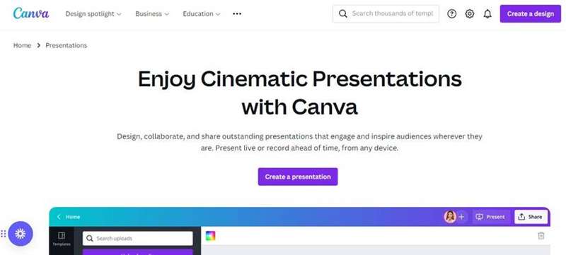 صفحه اصلی ارائه‌های کانوا