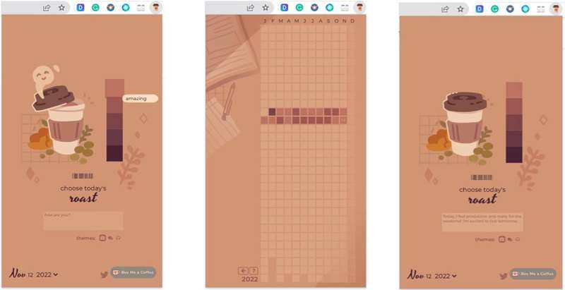 تصاویر صفحه‌نمایش افزونه Coffeelings برای مرورگر Google