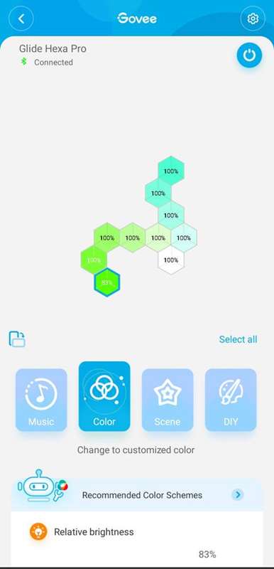 پروفایل رنگ سفارشی Govee Glide Hexa Pro