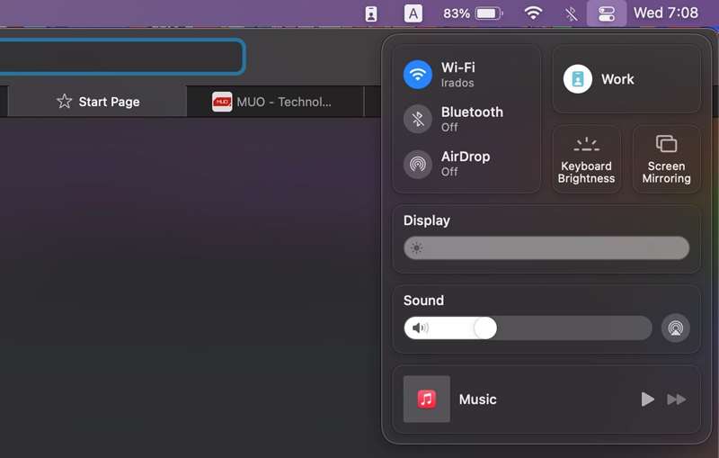 استفاده از مرکز کنترل در مک