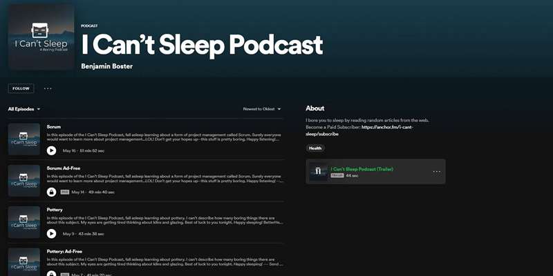 پادکست I Can't Sleep در Spotify