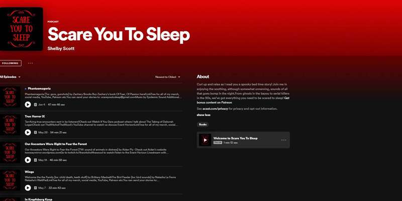 پادکست Scare You To Sleep در Spotify