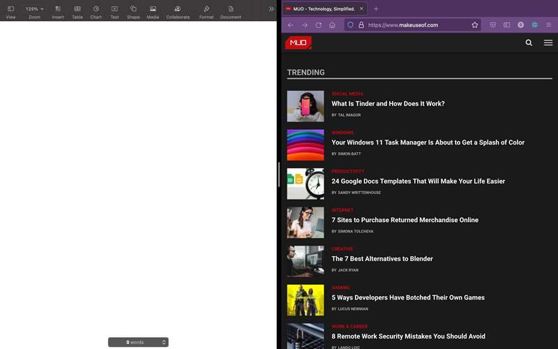 نمای تقسیم در مک