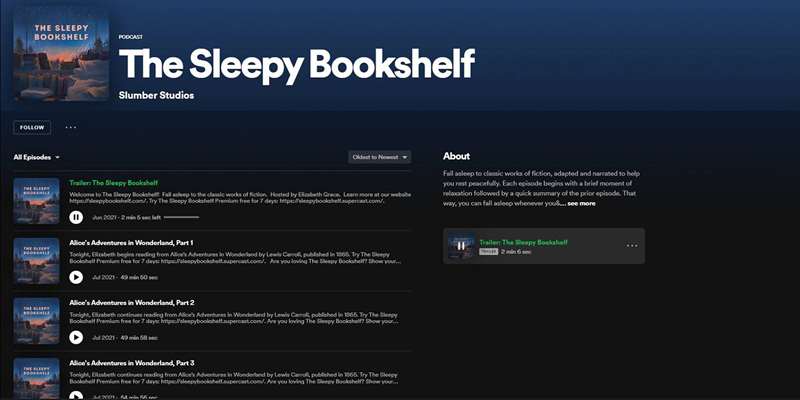 پادکست The Sleepy Bookshelf در Spotify