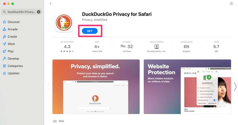 تصویر صفحه DuckDuckGo Privacy Essentials در App Store