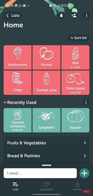آیتم‌های اضافه‌شده و علامت‌خورده در Bring!