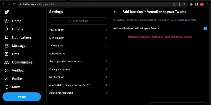 اضافه کردن اطلاعات مکان به توییت‌ها در پلتفرم دسکتاپ توییتر