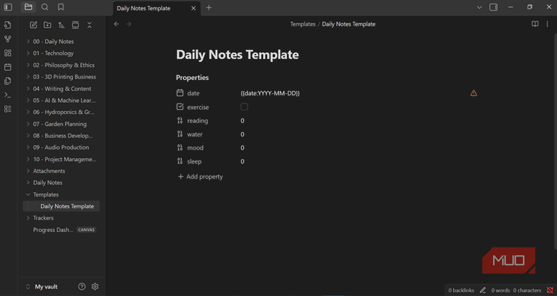 افزودن ویژگیها برای پیگیری در الگوی یادداشتهای روزانه