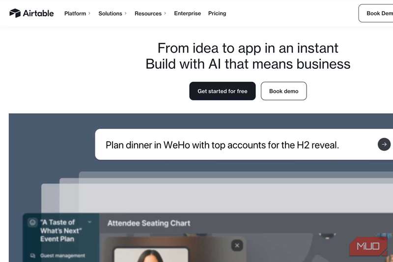 اسکرینشات صفحه اصلی Airtable آنلاین