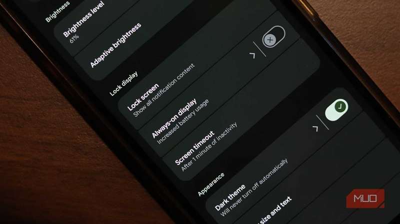 نمایش همیشه روشن در منوی تنظیمات پیکسل 9a