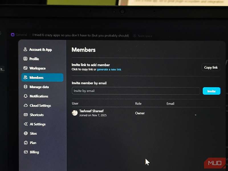 ویژگی همکاری AppFlowy