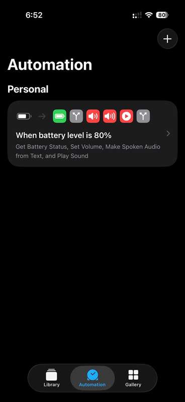 صفحهٔ خودکارسازی Apple Shortcuts