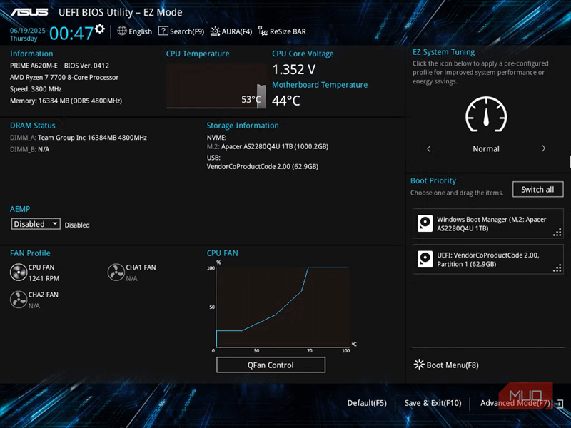 منوی BIOS یا UEFI اسوس