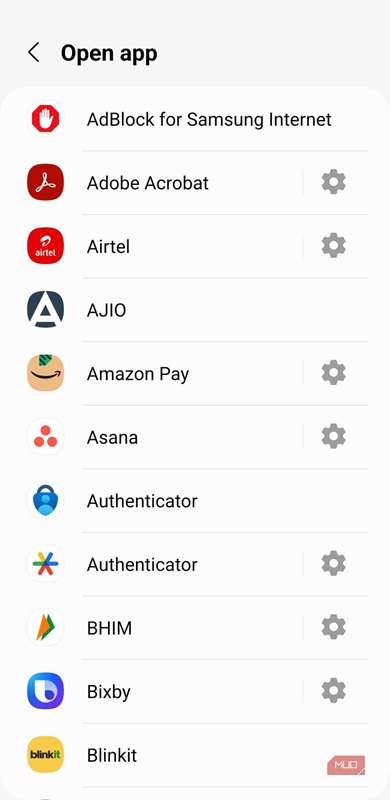 منوی باز کردن برنامه با ضربه‌پشت در گوشی سامسونگ