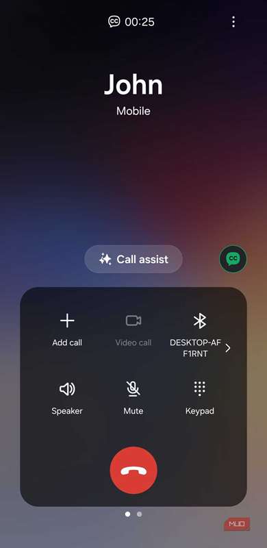 زیرنویس مکالمه در حین تماس فعال است
