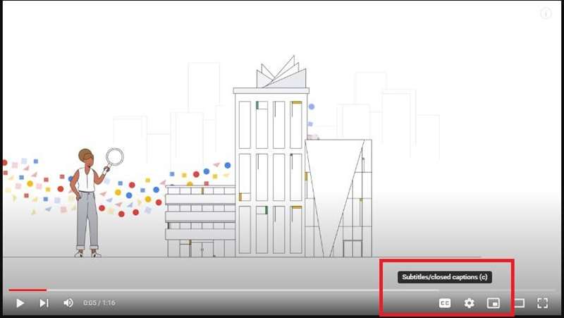 گزینه CC در پخشکننده ویدیو