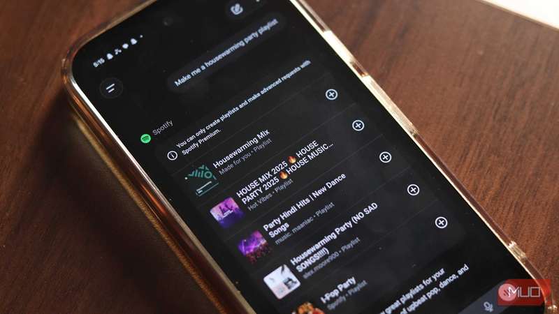 ChatGPT در حال استفاده از Spotify در پنجره چت